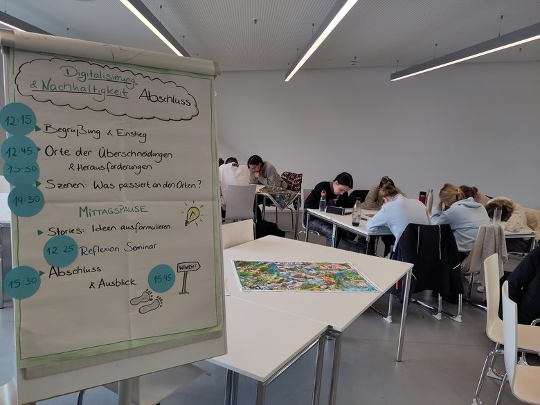 Erste Ideensammlung für das Wimmelbild im Leuphana-Seminar Ende Januar 2023