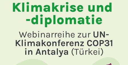 Sharepic Klimakrise und -diplomatie Webinarreihe