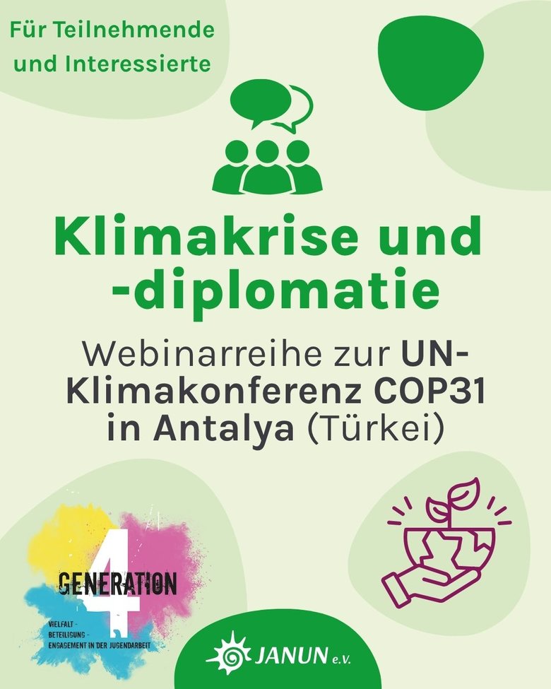 Sharepic Klimakrise und -diplomatie Webinarreihe